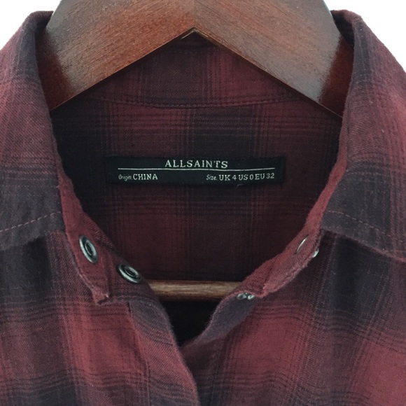 All saints Kayla red black plaid button up dress - Picture 3 of 3